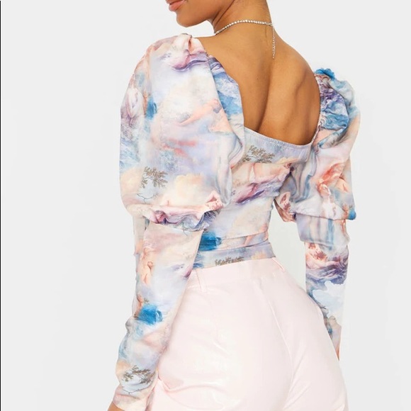 Light blue puff long sleeve cropped - Picture 2 of 3